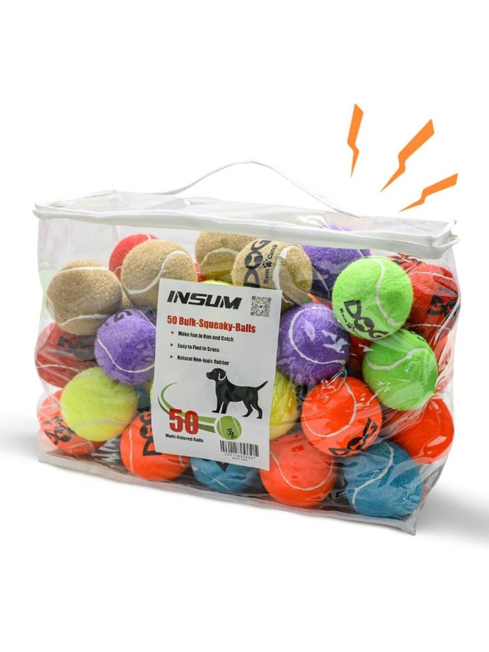 Squeaky Tennis Balls for Dogs - 50 Pack, 2.5" Medium Dog Toy Balls, Fun